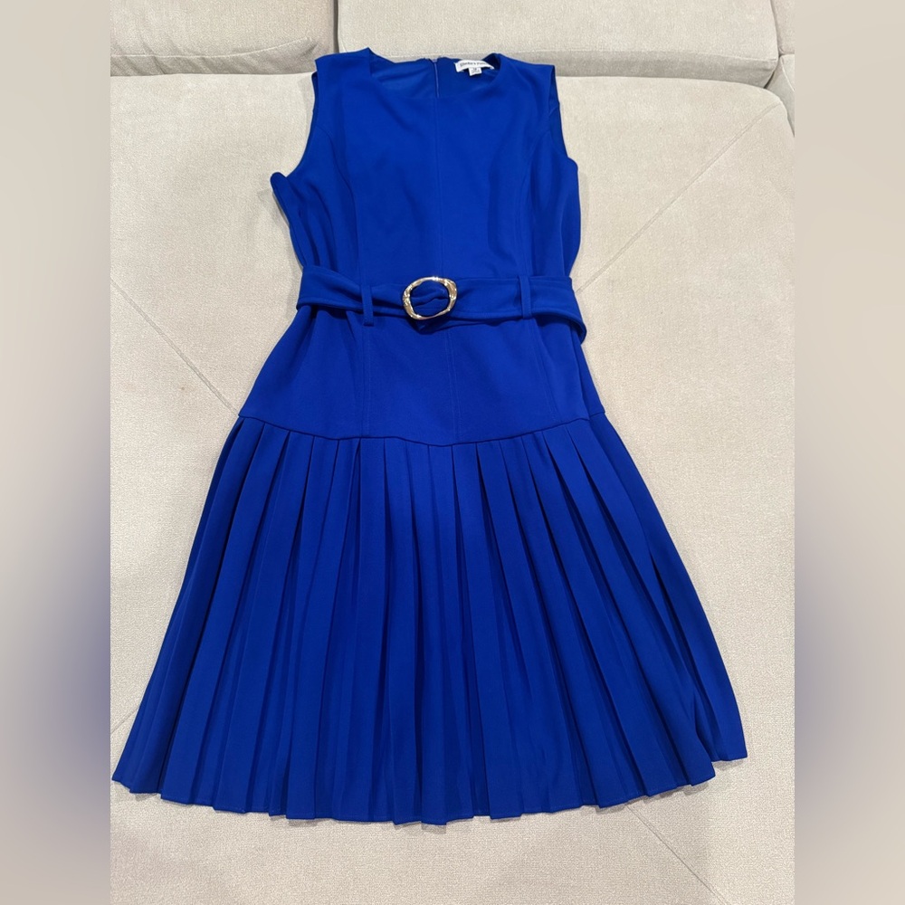 Shelby & Palmer Royal Blue Pleated Belted Dress